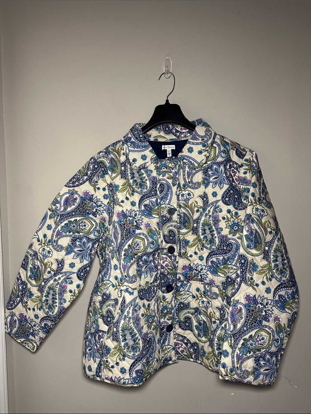 Vera Bradley New Provence Paisley Berry Blue cotton lightweight Quilted Blazer